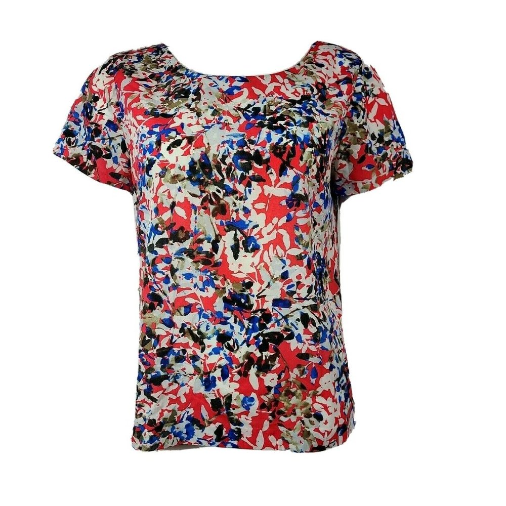 J‎ CREW Pink Blue White Short Sleeve Top Size S